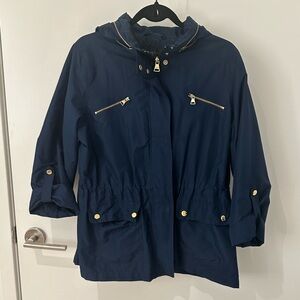 Blue rain jacket